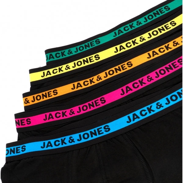Jack & Jones JOSH 5 Pack Mens Fabric Trunks Black