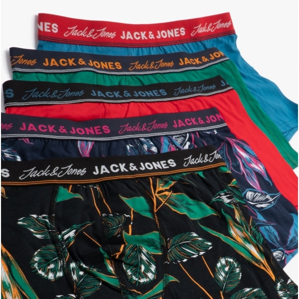 Jack & Jones FLORAL 5 Pack Mens Fabric Trunks Multicoloured