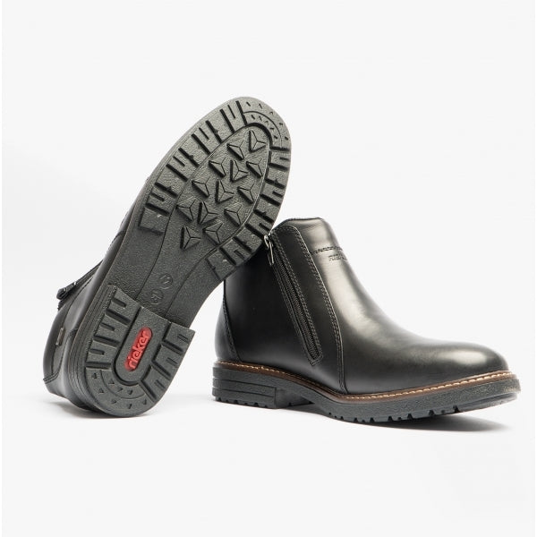 33160-00 Mens Double Zip Fur Lined Boots Black