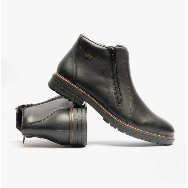 33160-00 Mens Double Zip Fur Lined Boots Black