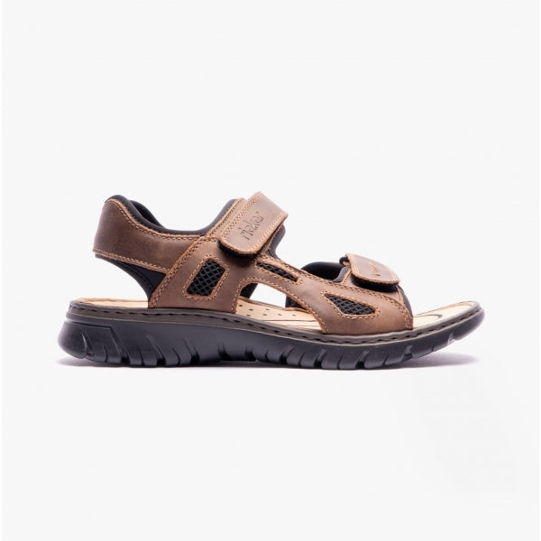 Rieker 26761 Mens Cross Strap Sandals Brown