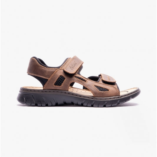 Rieker 26761 Mens Cross Strap Sandals Brown