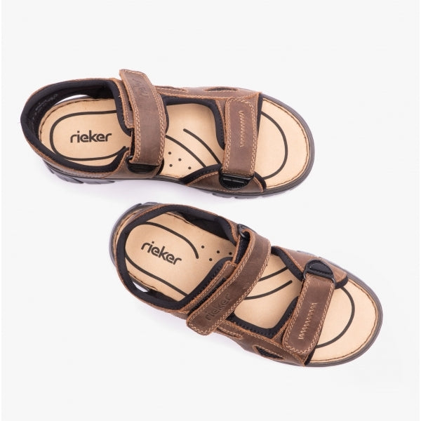 Rieker 26761 Mens Cross Strap Sandals Brown