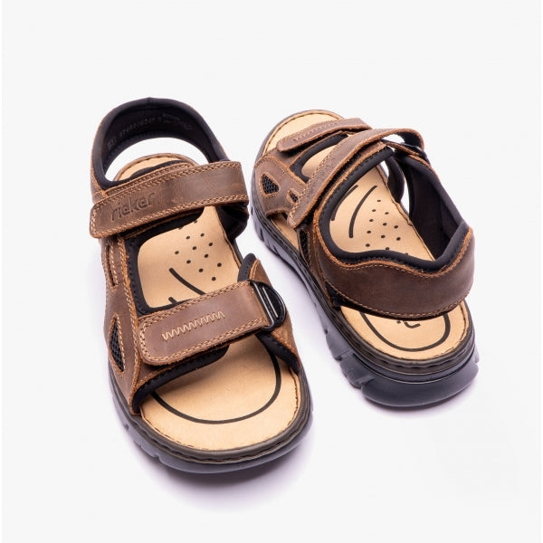 Rieker 26761 Mens Cross Strap Sandals Brown