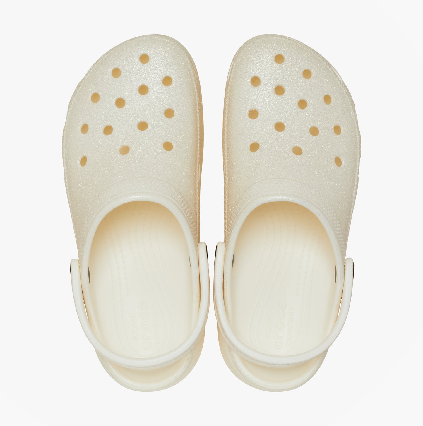 Crocs CLASSIC PLATFORM GLITTER Womens Clogs Chalk