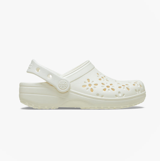Crocs 210927 CLASSIC FLORAL CUT OUT Womens Clogs Chalk