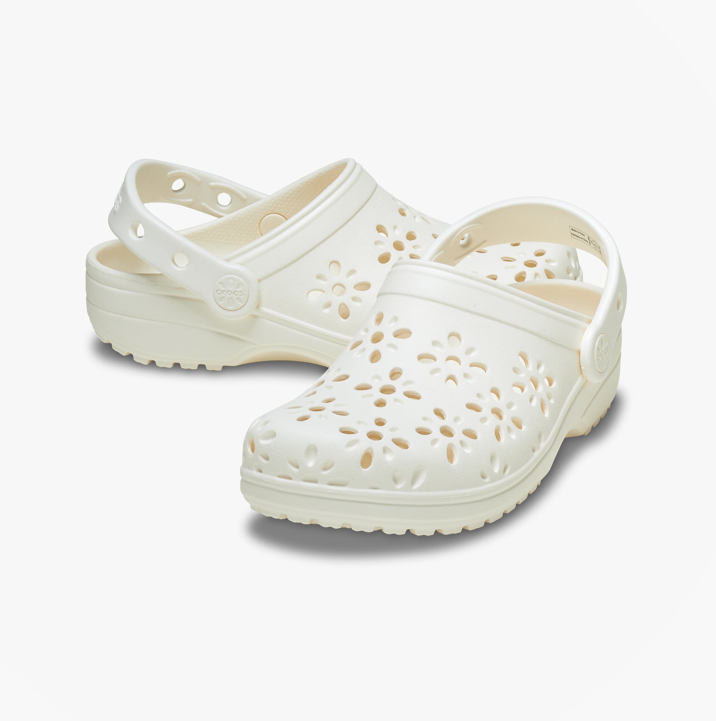 Crocs 210927 CLASSIC FLORAL CUT OUT Womens Clogs Chalk