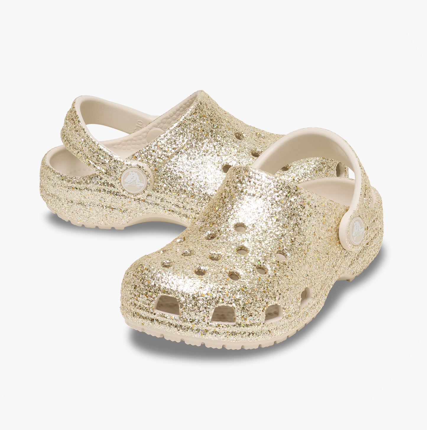 Crocs CLASSIC CHUNKY GLITTER Girls Clogs Sandals Sandstone