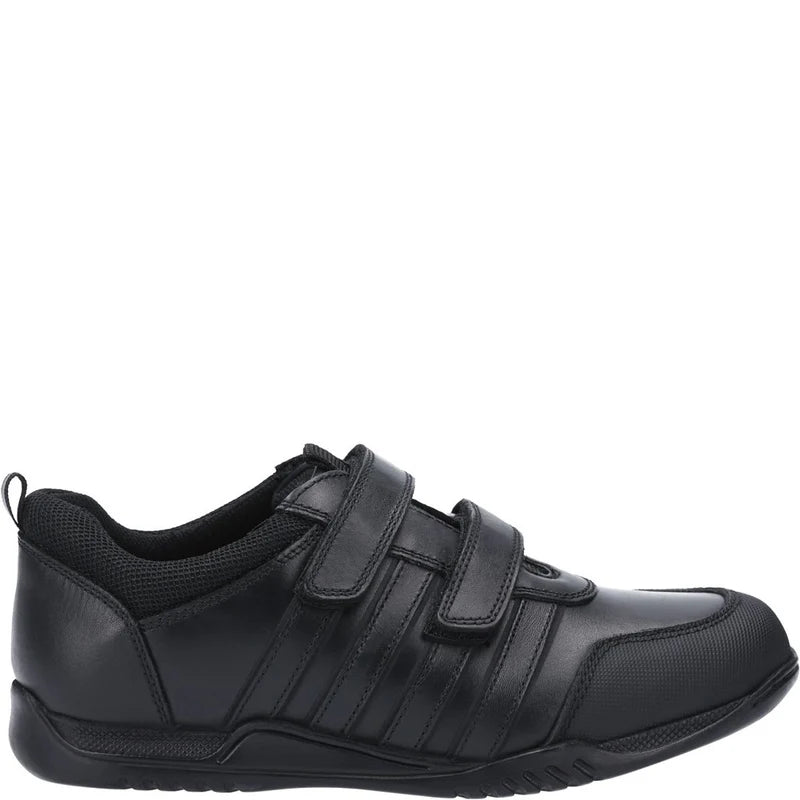 Hush Puppies JOSH Boys Leather School Shoes Black