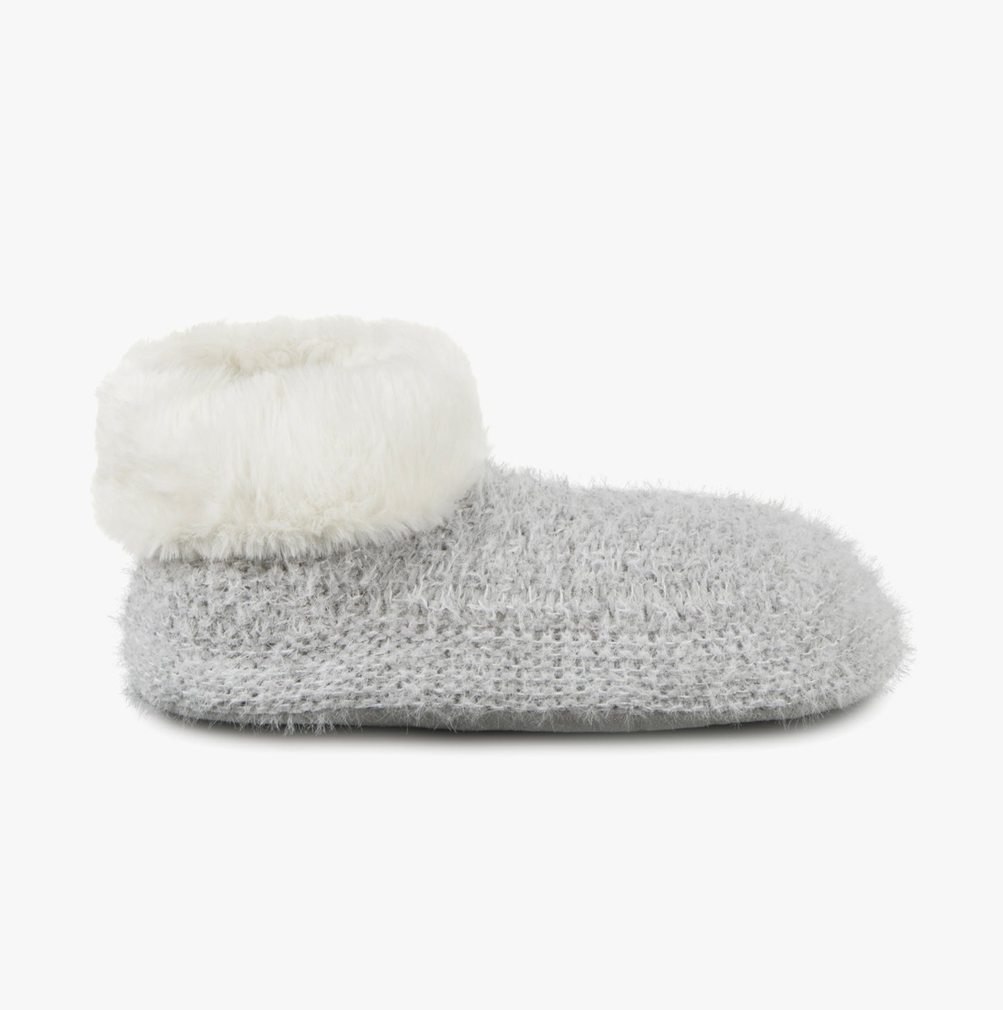 KNITTED TEXTURED BOOTIES Womens Grey