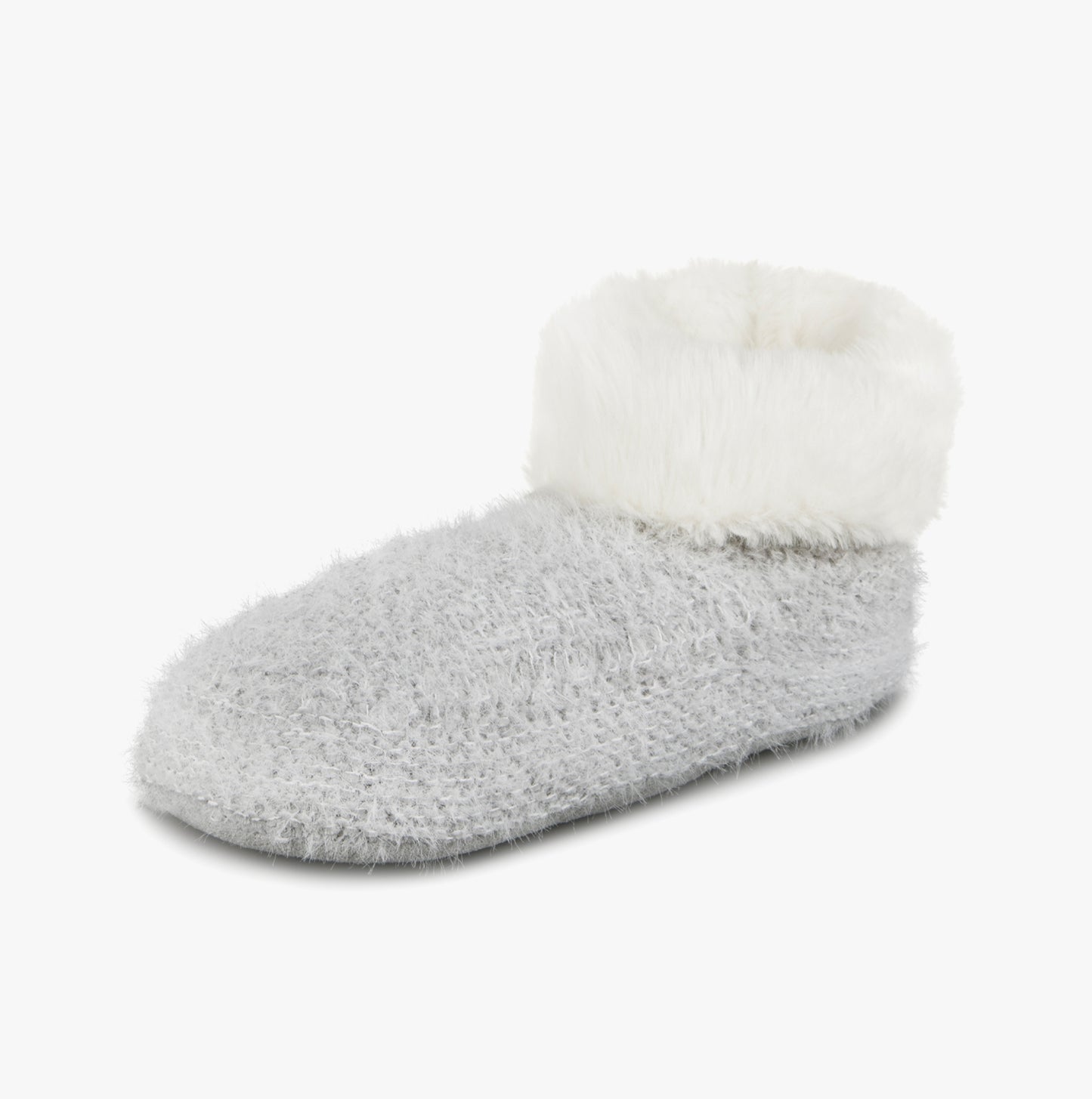 KNITTED TEXTURED BOOTIES Womens Grey