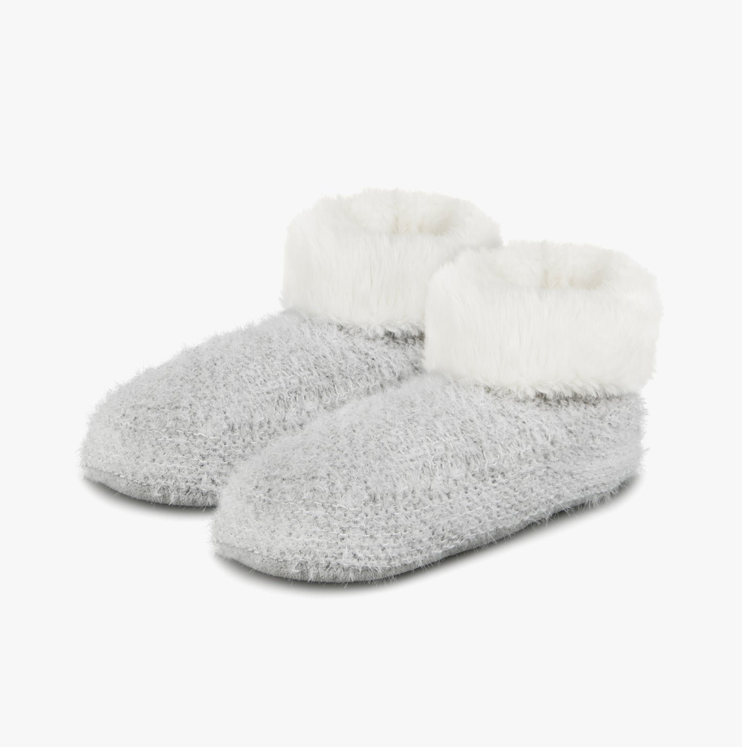 KNITTED TEXTURED BOOTIES Womens Grey
