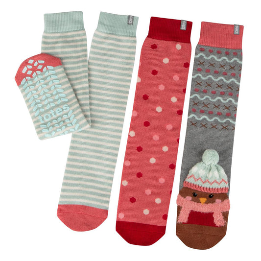 Totes Toasties 3265J ORIGINAL SLIPPER SOCKS (TRIPLE PACK) Womens Slipper Robin