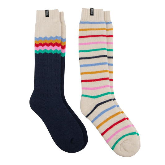 Totes Toasties 3277 WELLY BOOT SOCKS (TWIN PACK) Womens Crew Multi