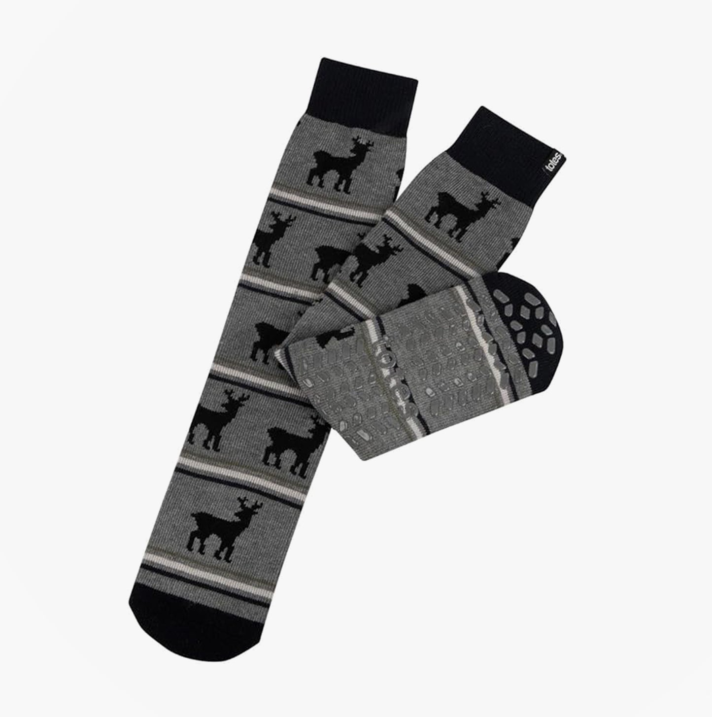 Totes Toasties 3319J ORIGINAL NOVELTY SLIPPER SOCKS Mens Slipper Socks Stag