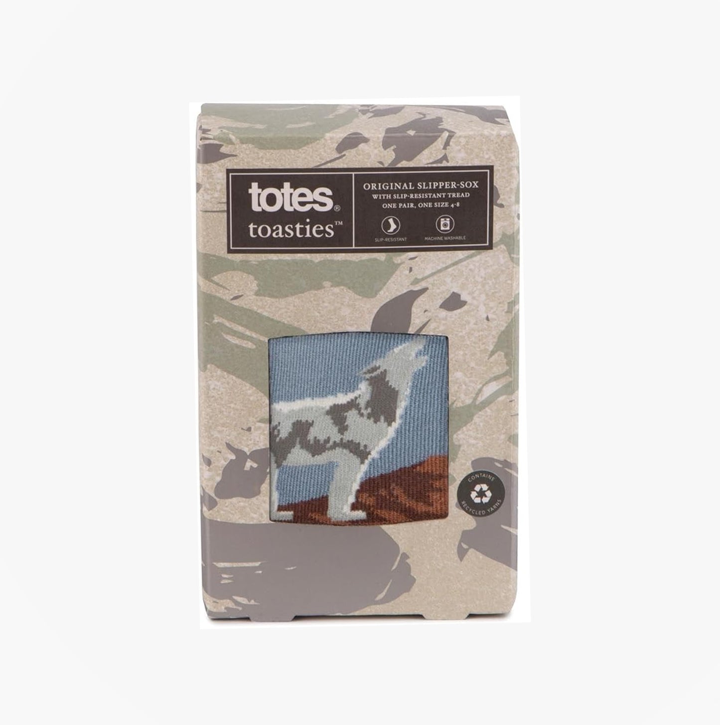Totes Toasties 3319J ORIGINAL NOVELTY SLIPPER SOCKS Mens Crew Socks Wolf