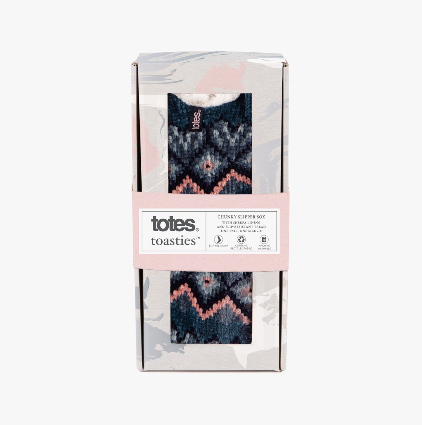 Totes Toasties 3568 CHENILLE CROP KNITTED SLIPPER SOCKS Womens Crew Multi