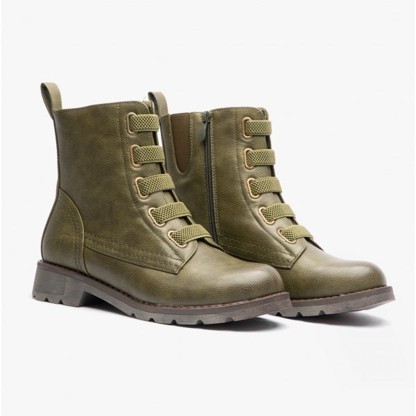 INGRID Womens Combat Boots Khaki