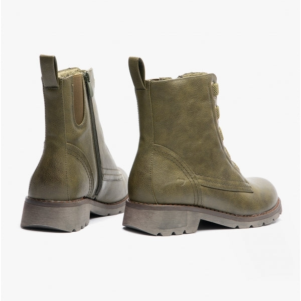 INGRID Womens Combat Boots Khaki