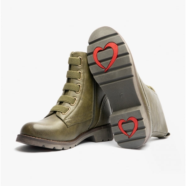INGRID Womens Combat Boots Khaki
