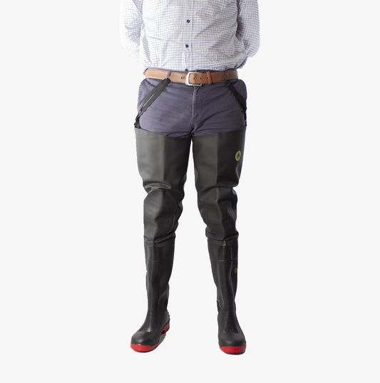 Amblers Safety RHONE Unisex Safety Thigh Waders Black/Red