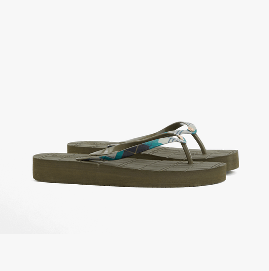 Barbour TILDA POST Womens Toe-Post Sandals Olive/Ancient Tartan