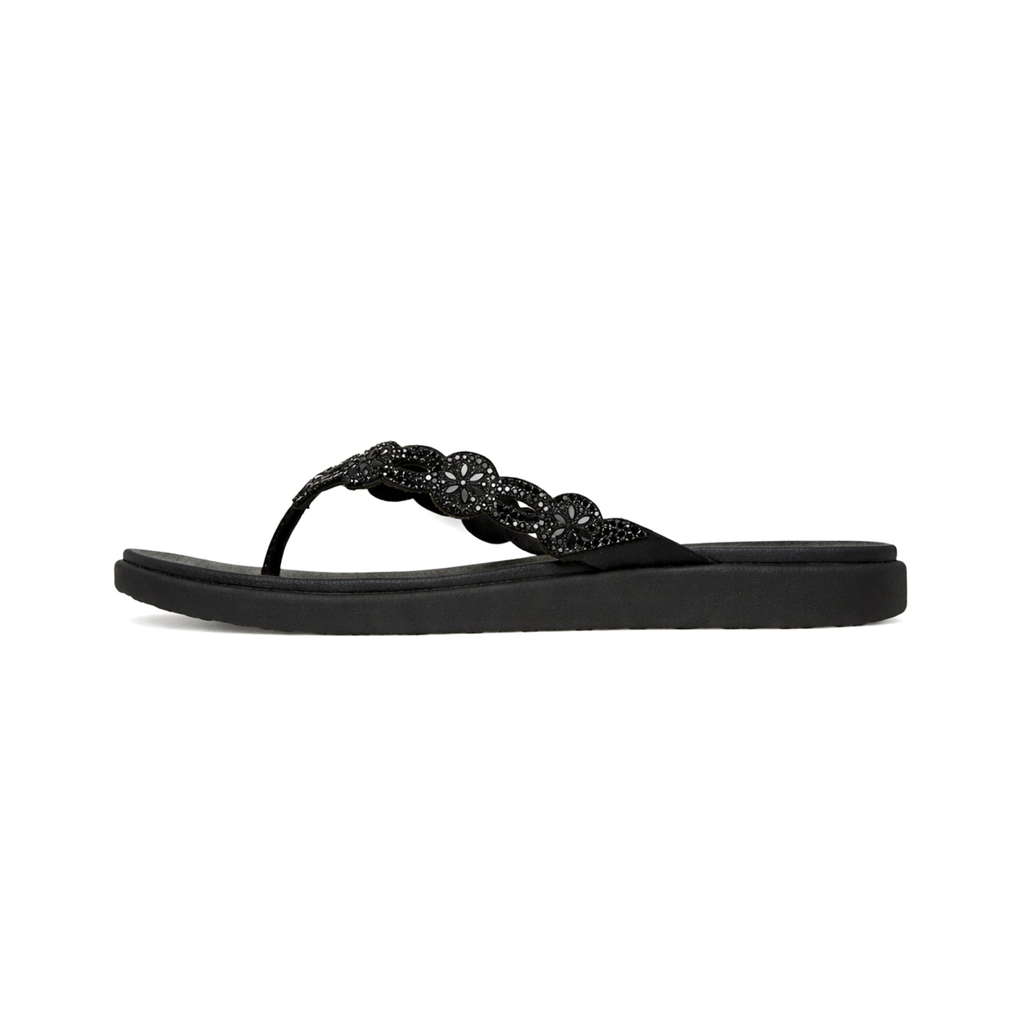 Skechers MEDITATION LUXE - DAZZLING FO Womens Toe-Post Sandals Black