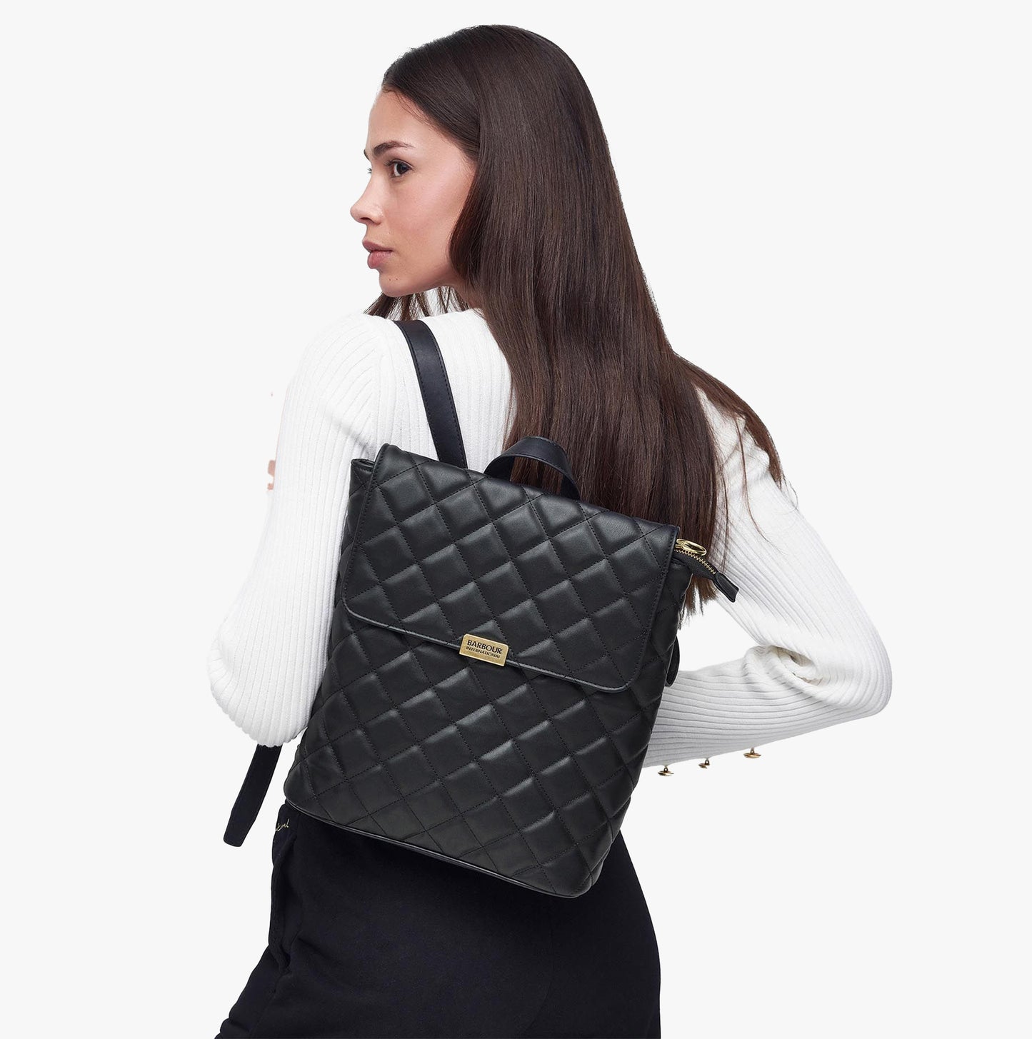 Barbour QUILTED HOXTON Womens Backpack Black