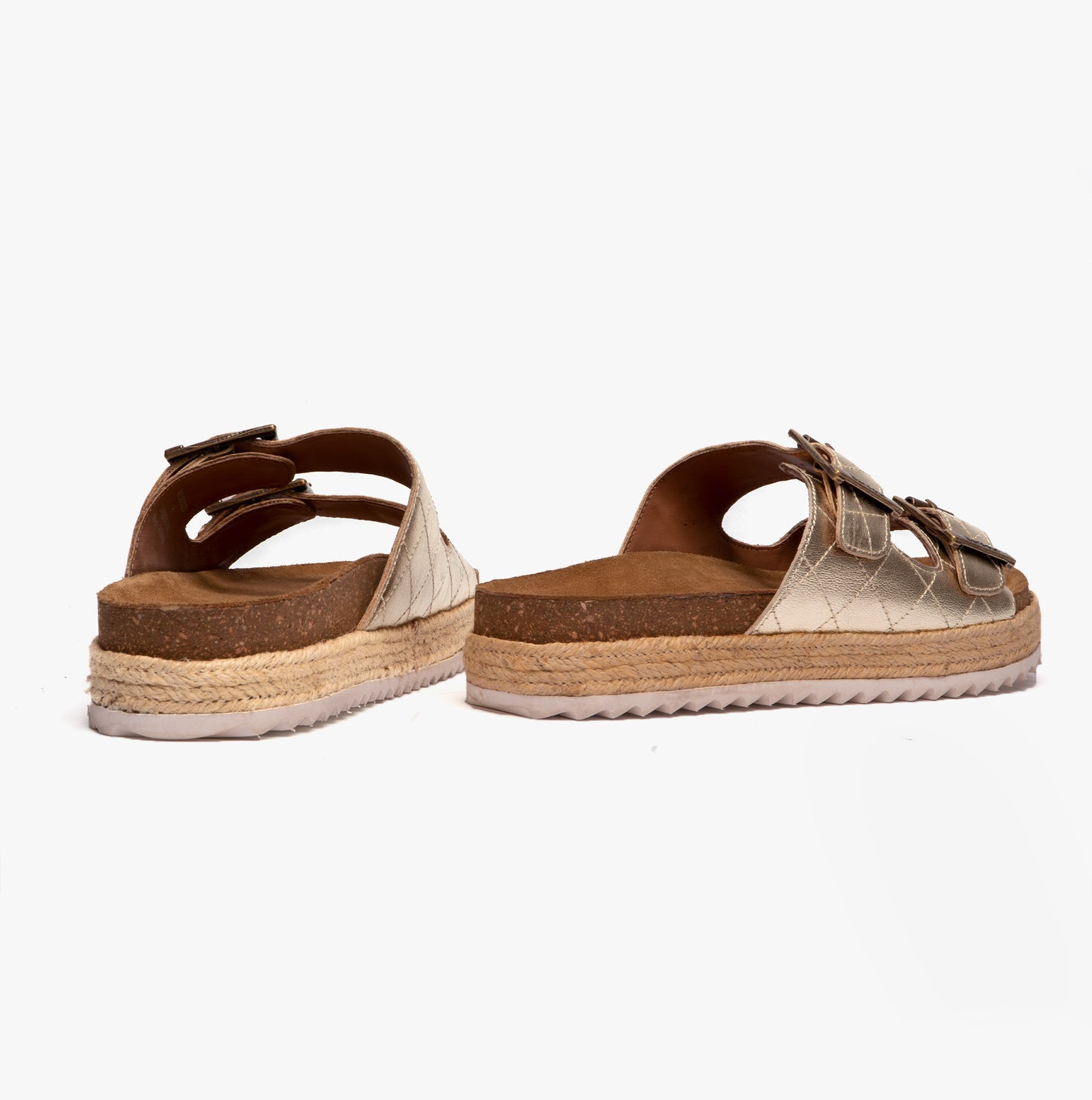 Barbour PAMELA Womens Quilted Sandals Gold Metallic