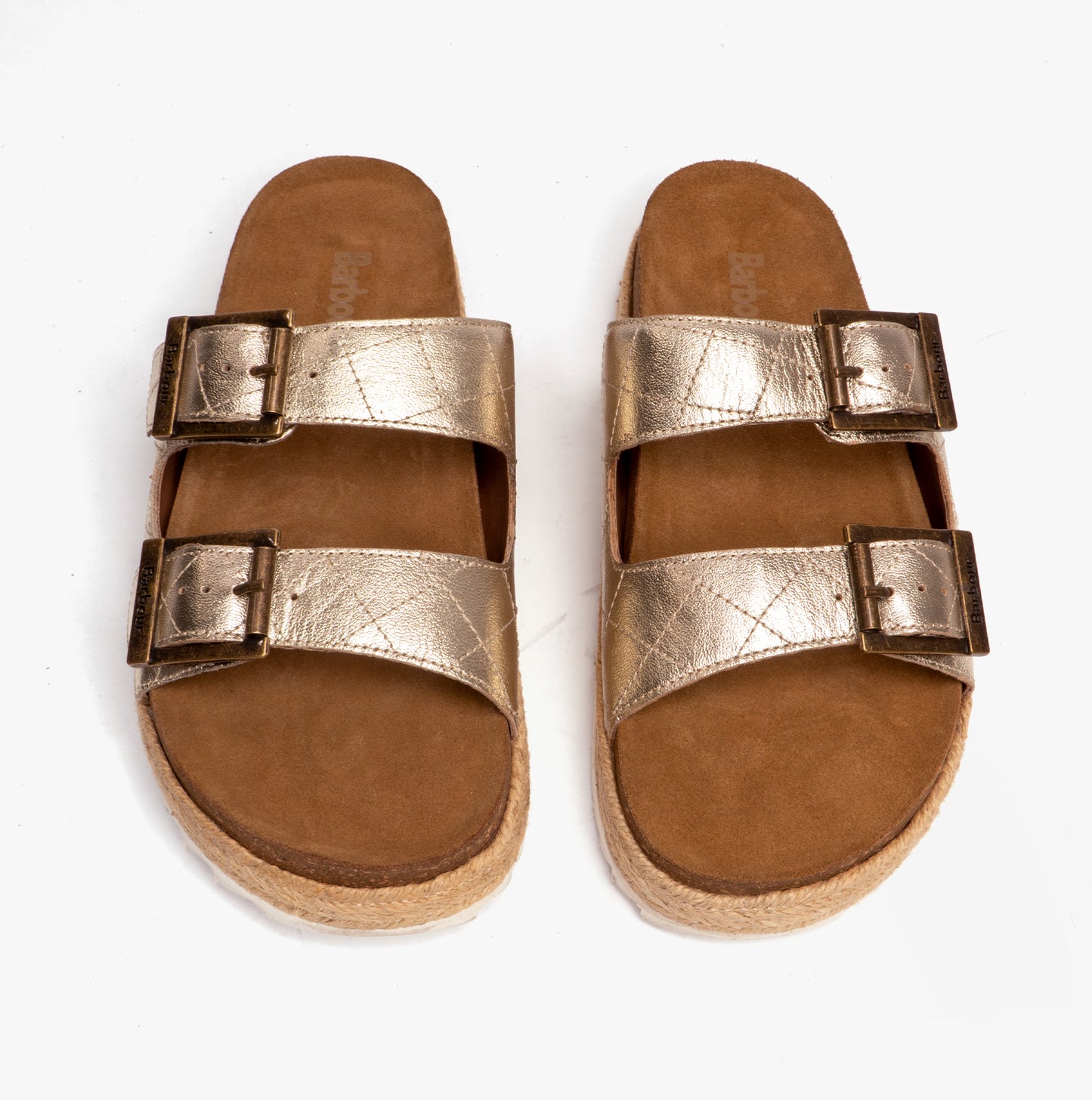 Barbour PAMELA Womens Quilted Sandals Gold Metallic