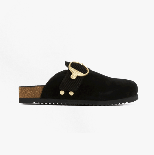 Barbour KYRA CLOSED Womens Mules Sandals Black Suede