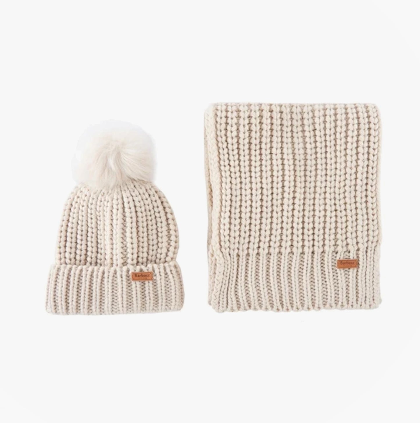 Barbour SALTBURN BEANIE & SCARF Womens Gift Set Pearl