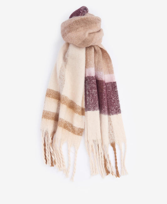 Barbour ISLA TARTAN BOUCLE Scarf Womens Muted Cabernet