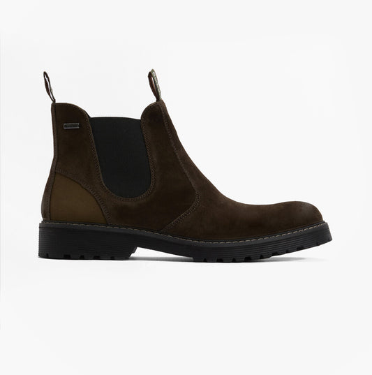 Barbour PATTON Mens Waterproof Chelsea Boots Oiled Brown Suede