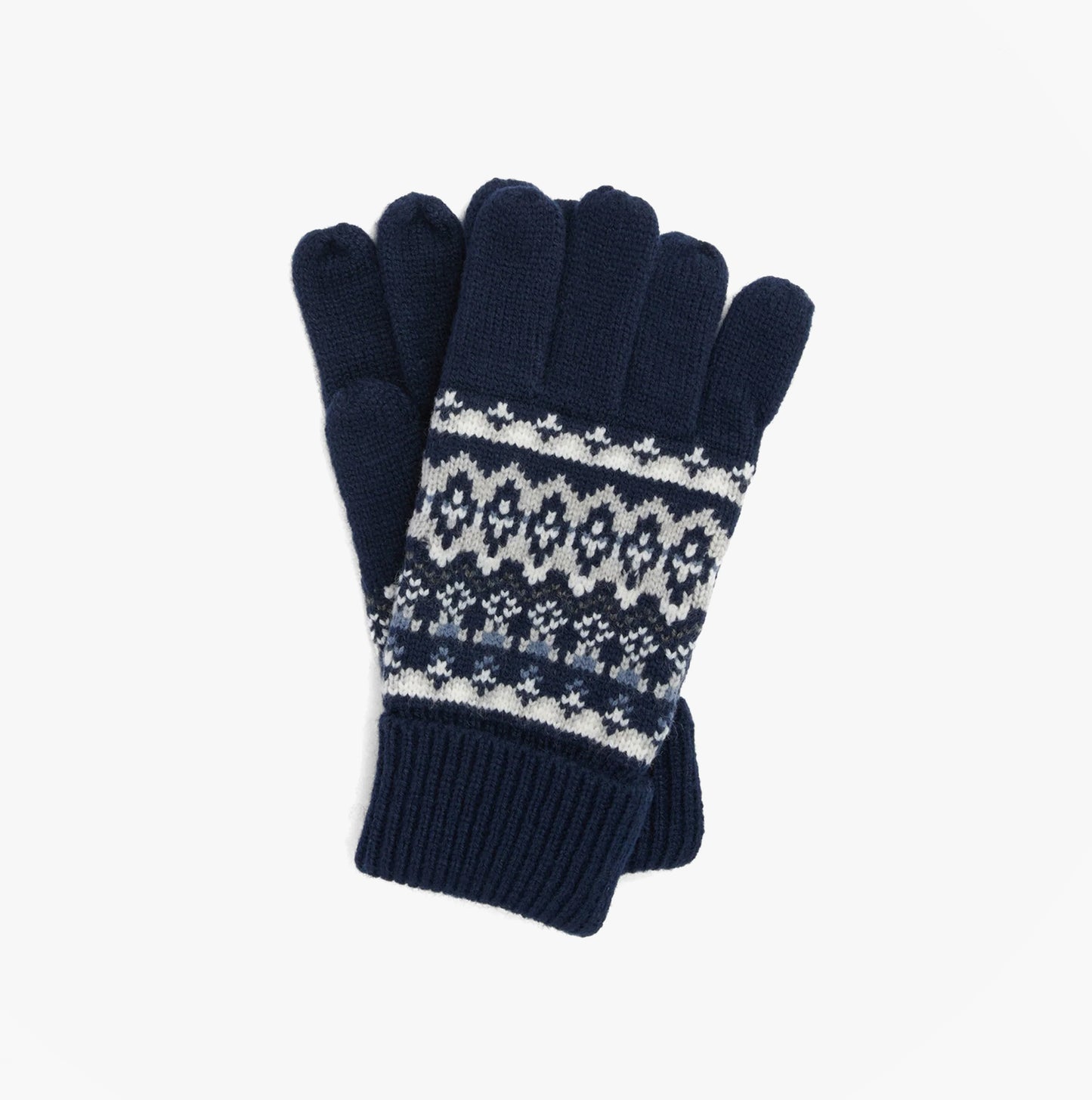 Barbour MARLOW FAIR ISLE KNITTED Mens Gloves Navy