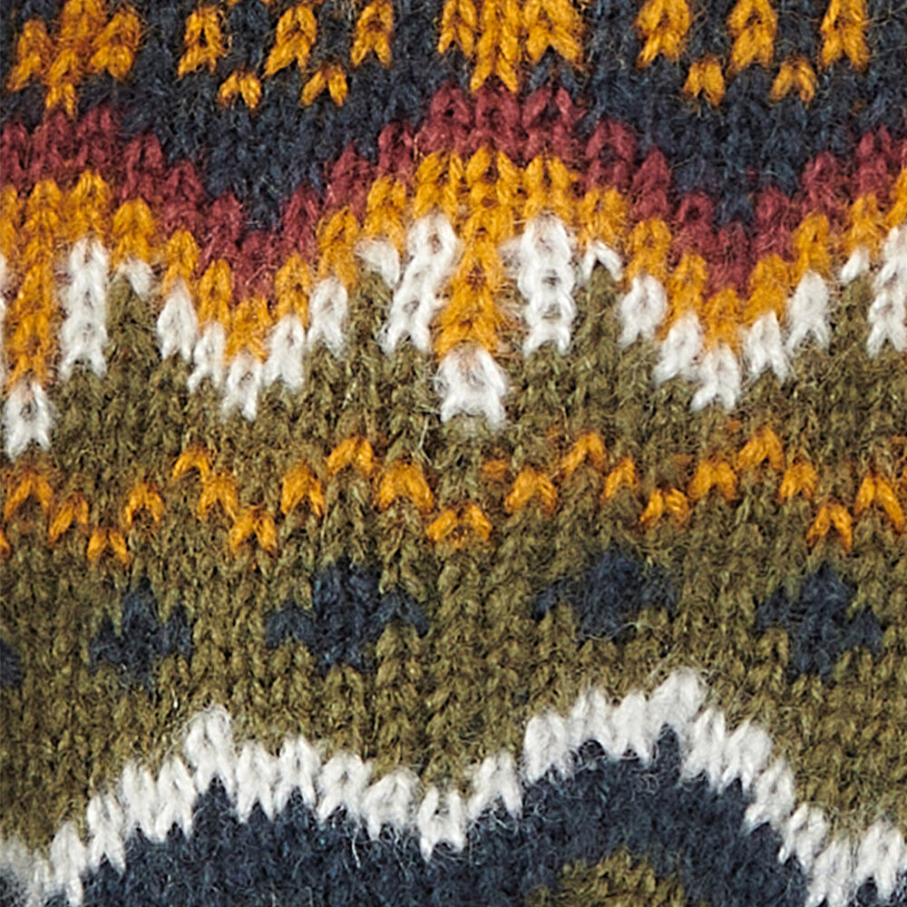 Barbour CASE FAIRISLE Mens Bobble Beanie Olive