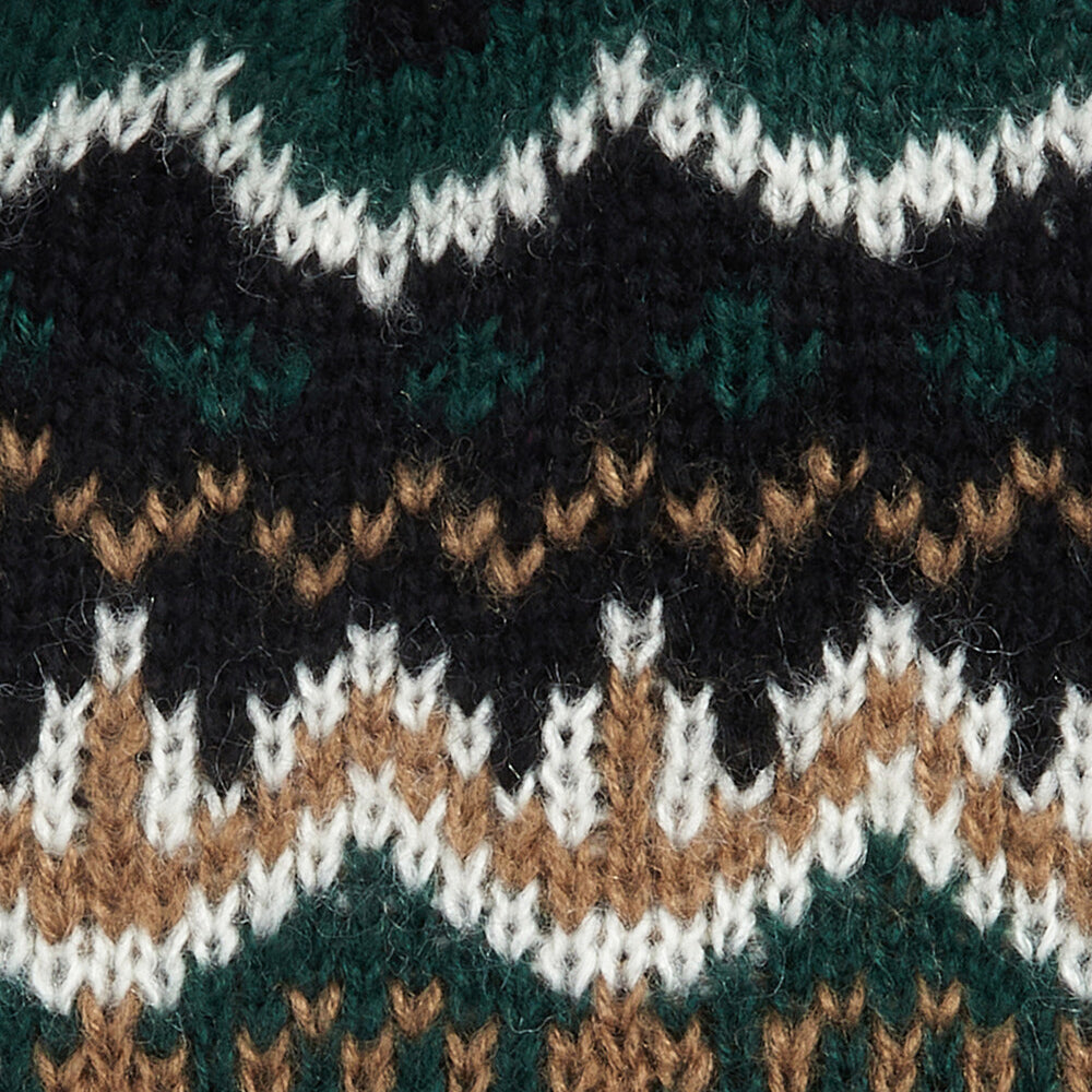 Barbour CASE FAIRISLE Mens Bobble Beanie Green Loch