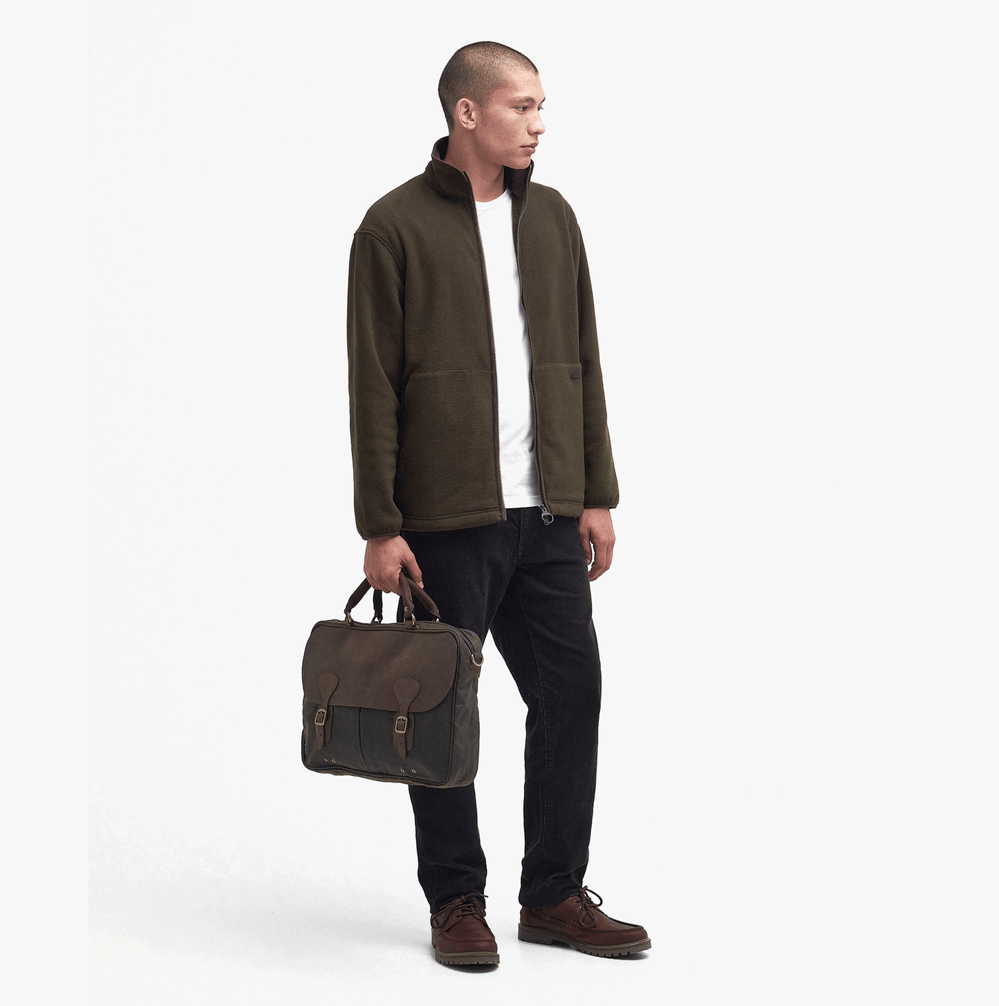 Barbour WAX LEATHER Unisex Adults Laptop Bag Olive