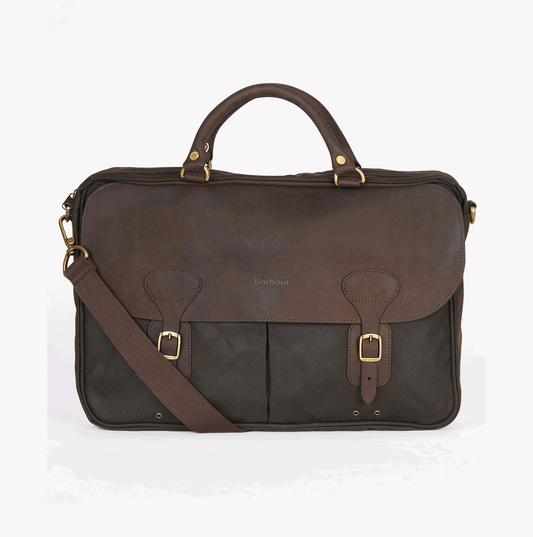 Barbour WAX LEATHER Unisex Adults Laptop Bag Olive