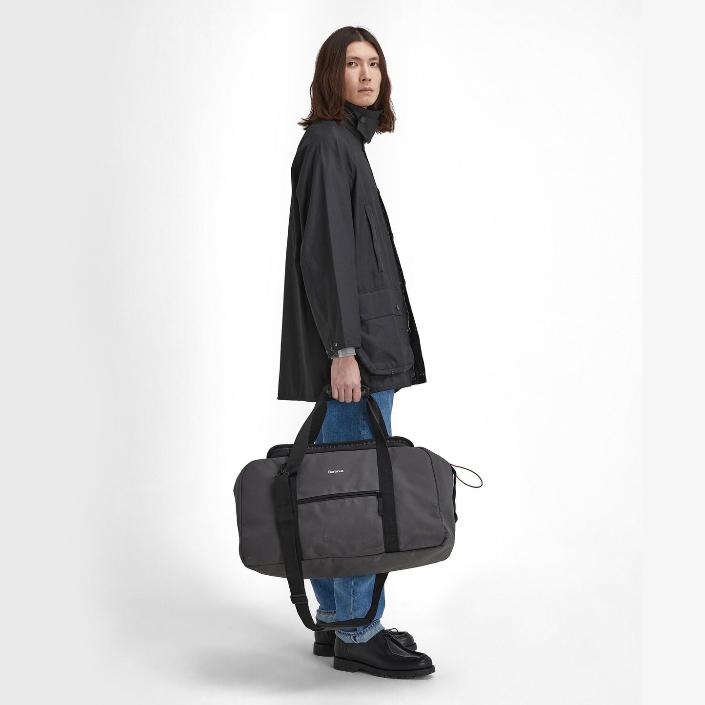 Barbour ARWIN CANVAS Unisex Adults Duffle Bag Charcoal/Ginger