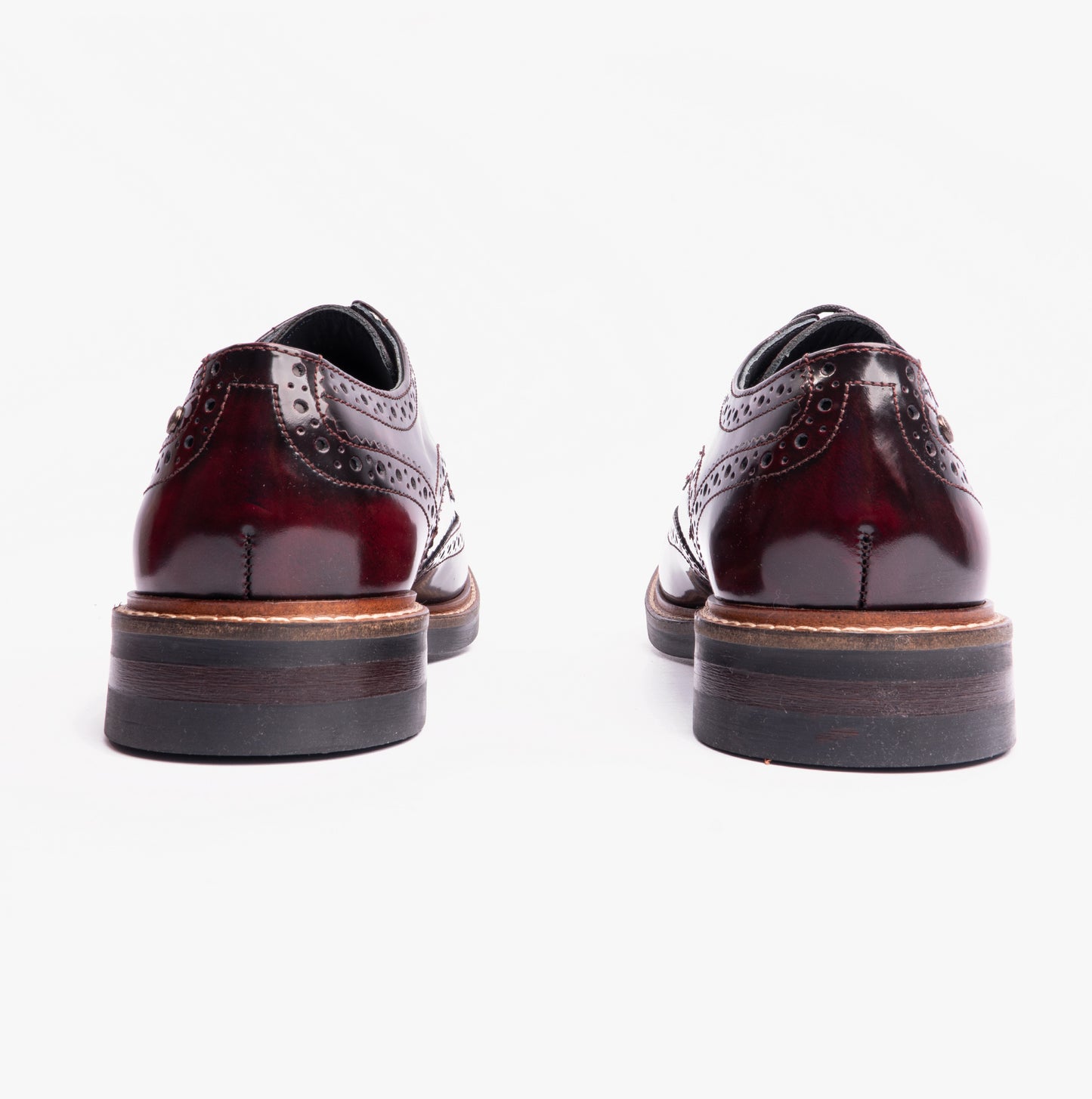 WOBURN Mens Polished Leather Brogue Shoes Oxblood