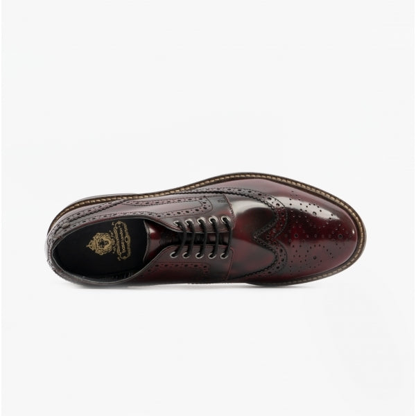 WOBURN Mens Polished Leather Brogue Shoes Oxblood