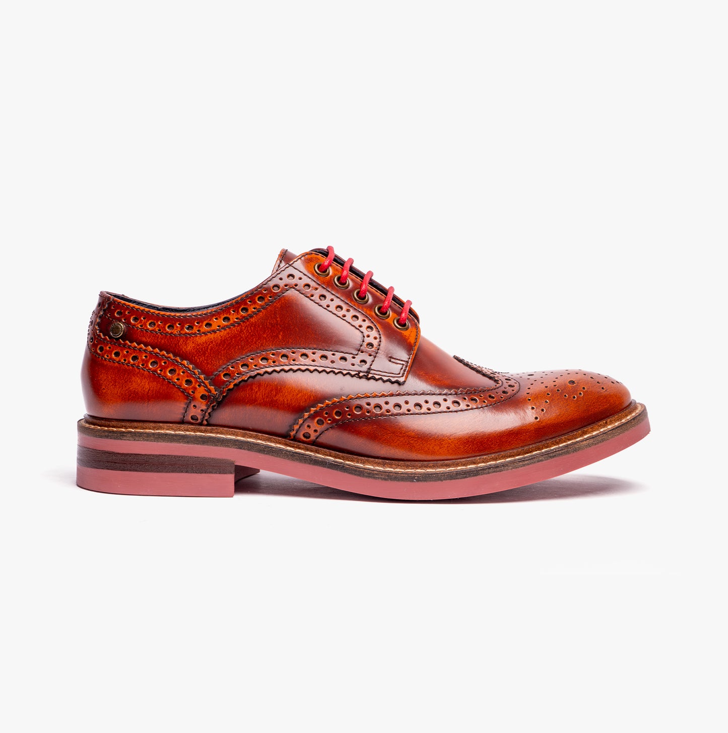 WOBURN Mens Polished Leather Brogue Shoes Tan