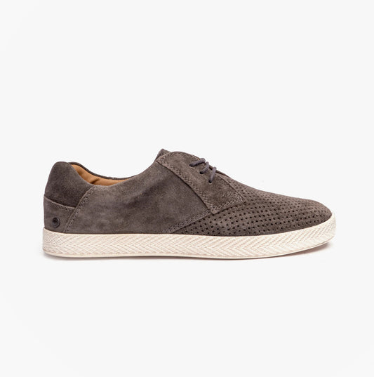 KEEL Mens Perforated Suede Casual Shoes Grey