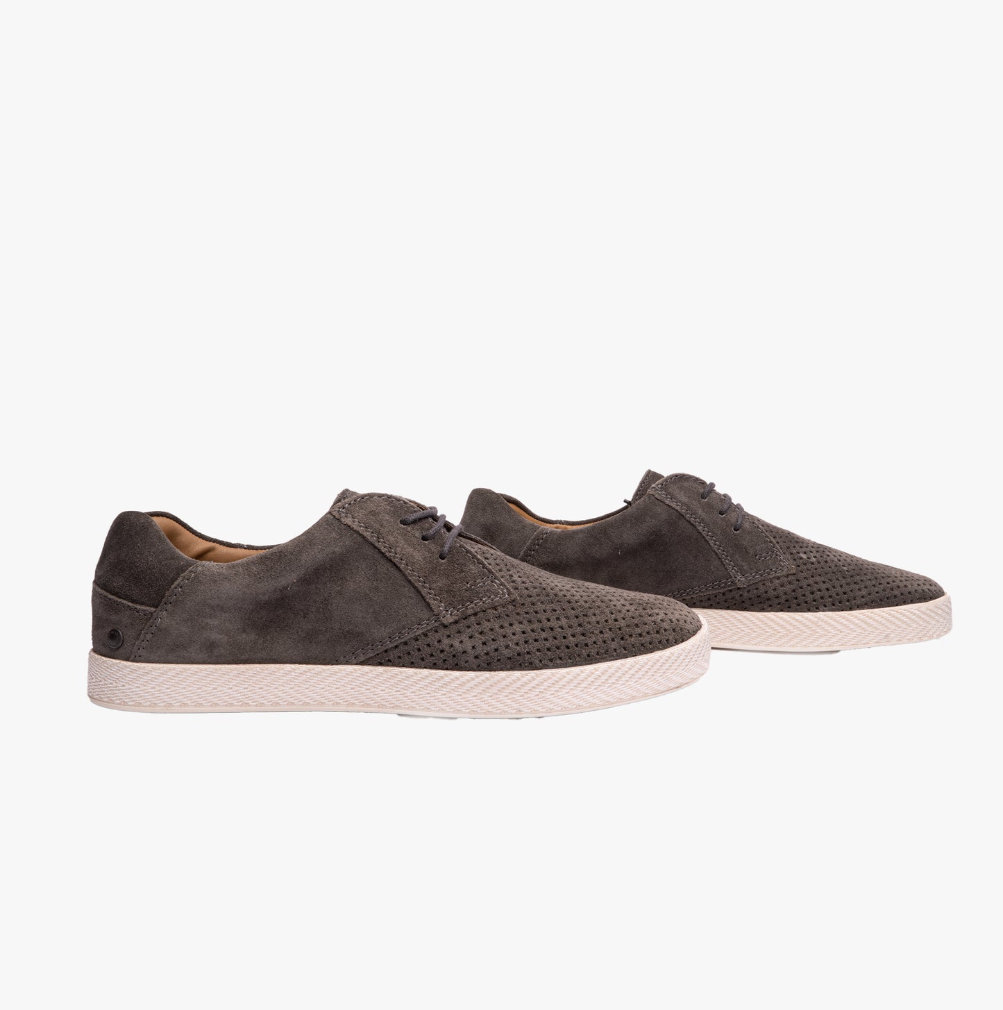KEEL Mens Perforated Suede Casual Shoes Grey