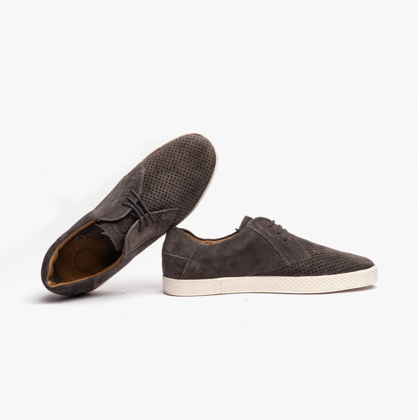 KEEL Mens Perforated Suede Casual Shoes Grey
