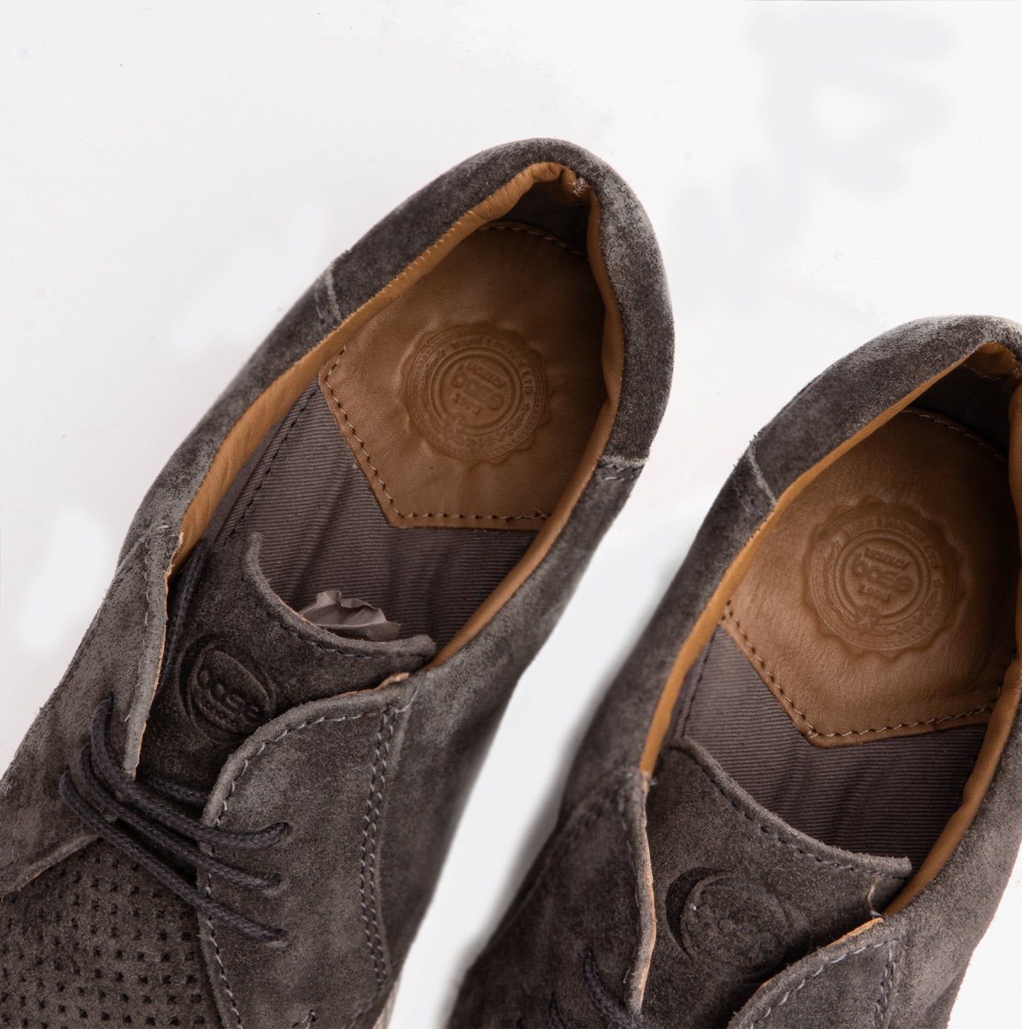 KEEL Mens Perforated Suede Casual Shoes Grey