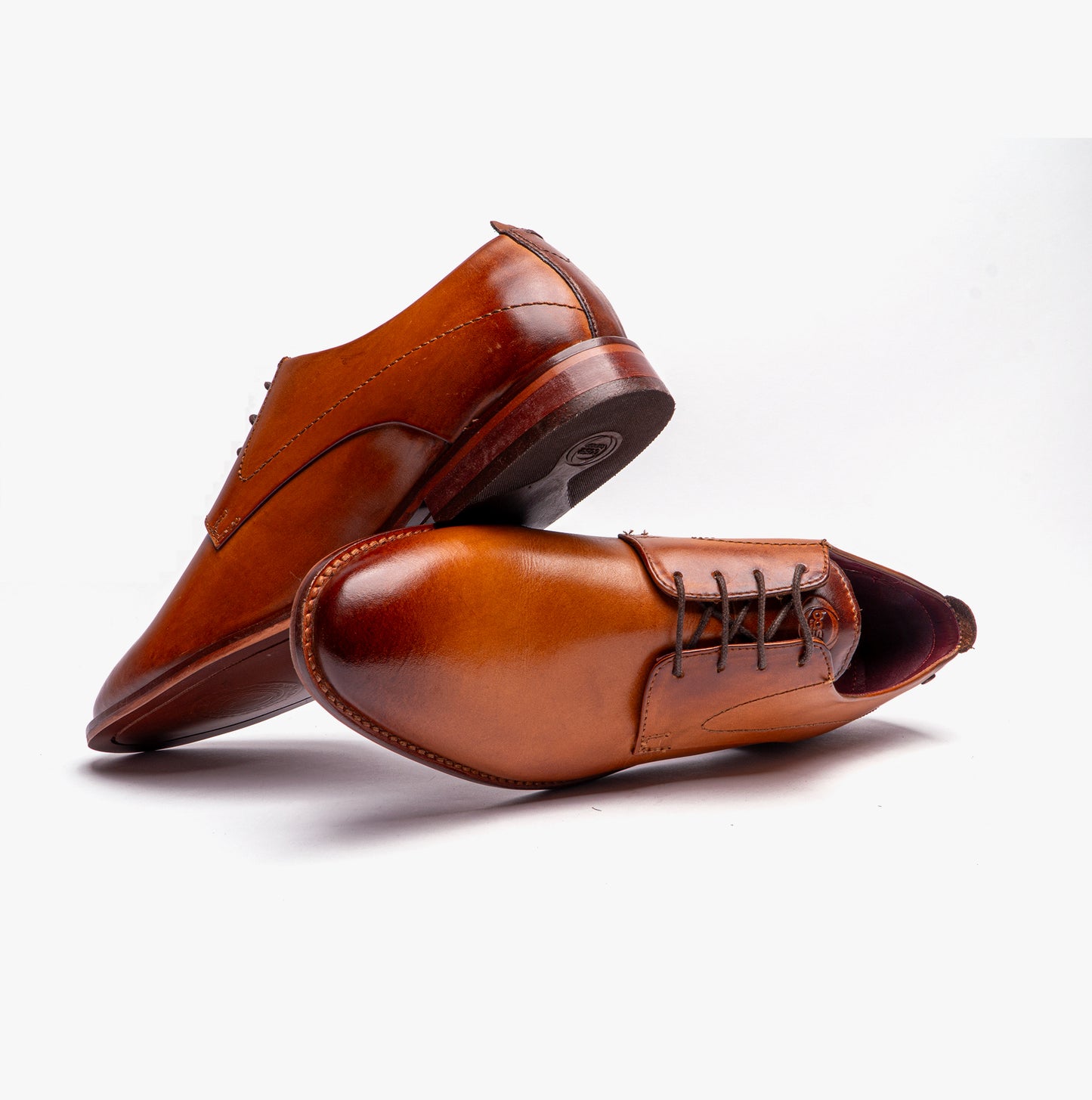 SCRIPT Mens Leather Derby Shoes Tan