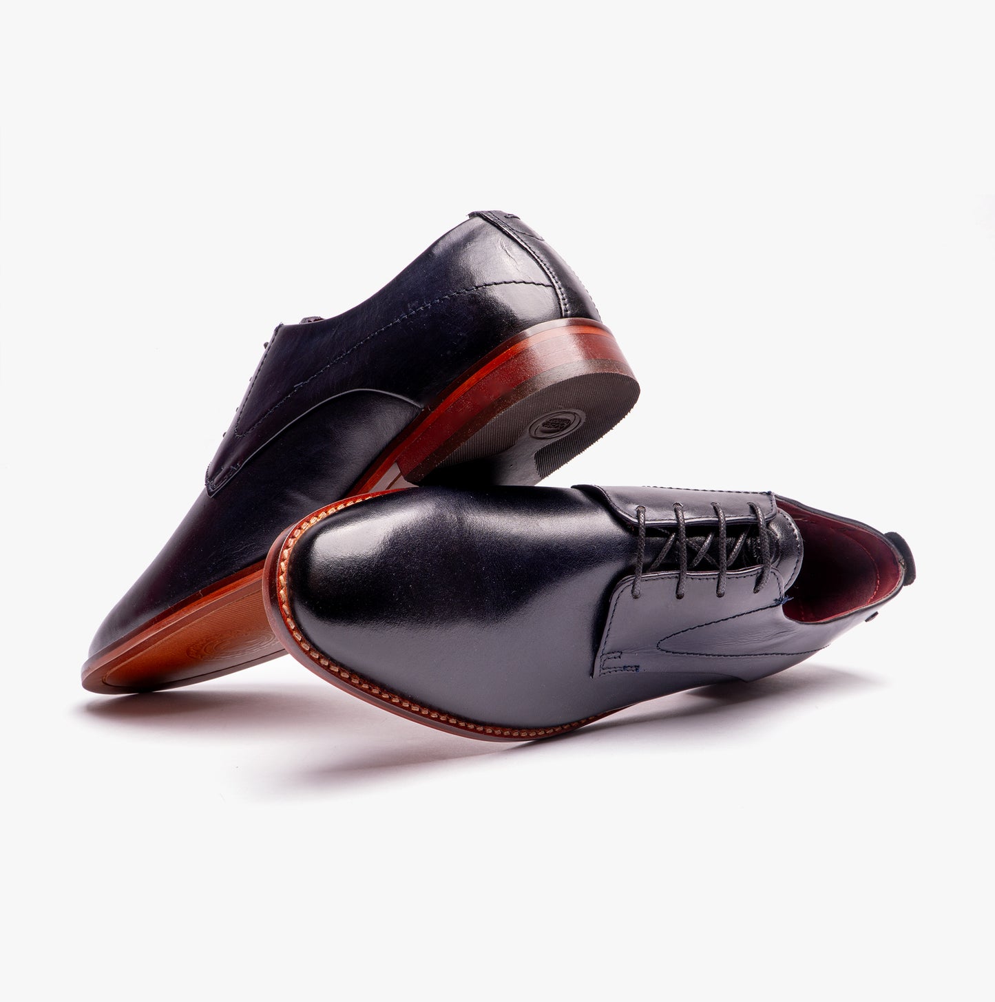 SCRIPT Mens Leather Derby Shoes Navy