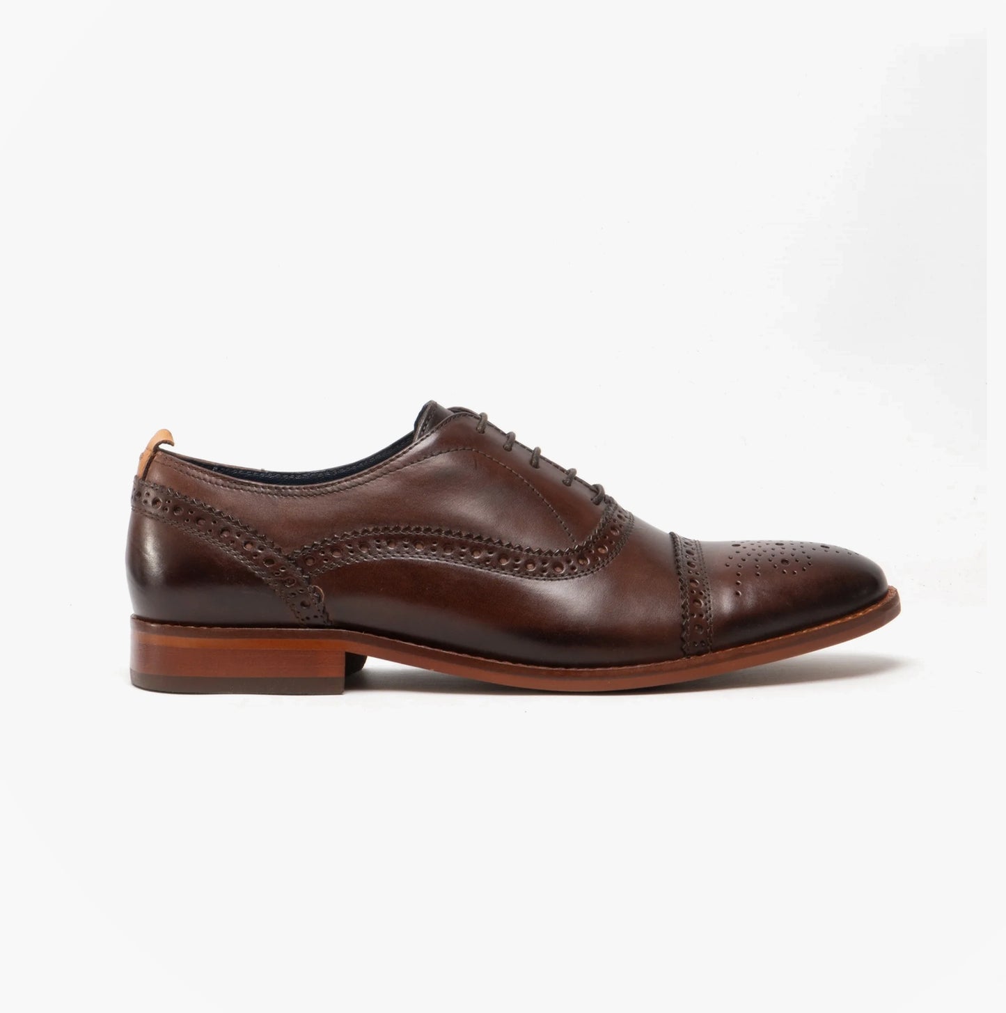 CAST Mens Leather Brogue Shoes Brown